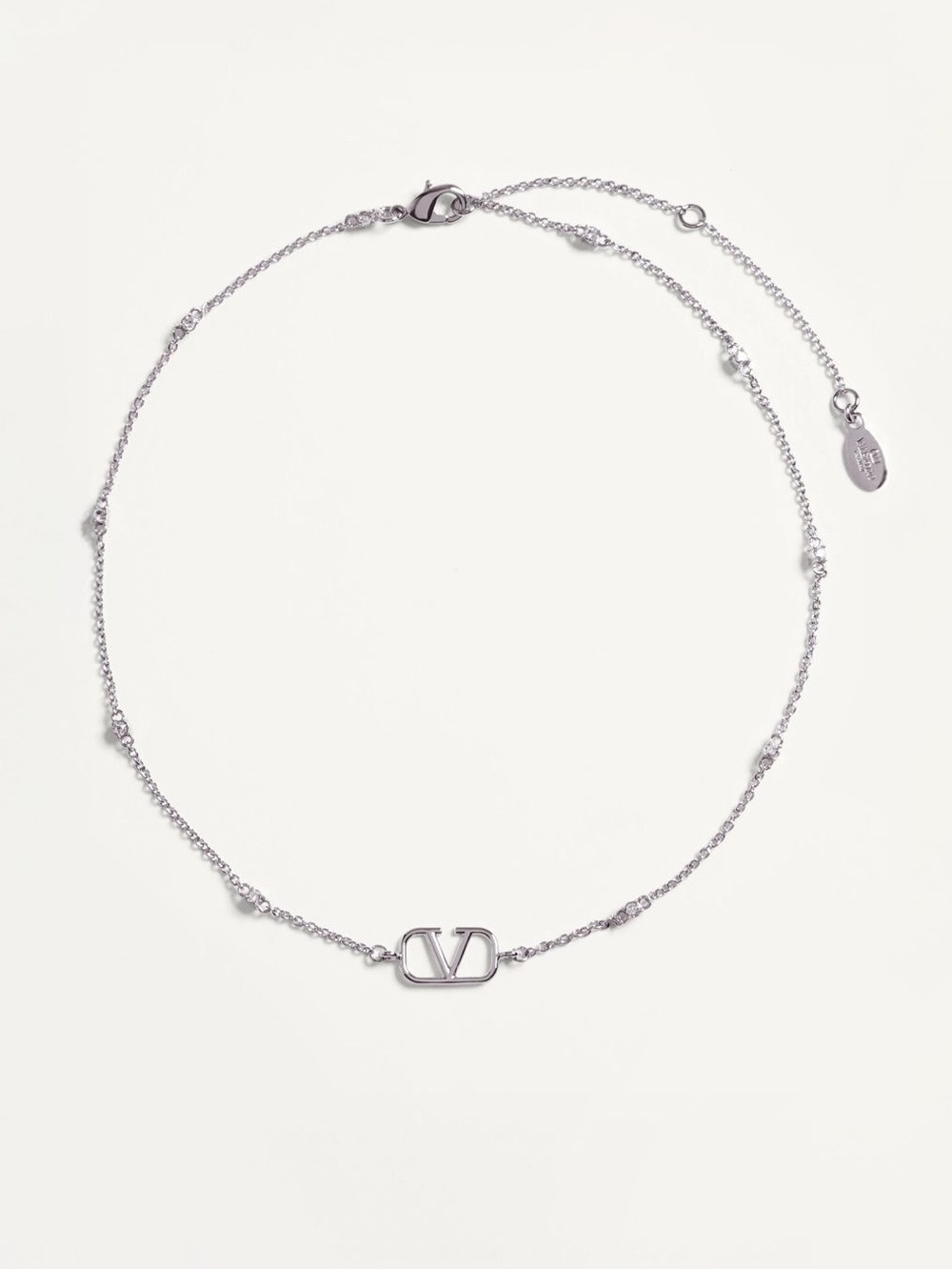 Mini Vlogo Signature Necklace In Metal & Swarovski® Crystals